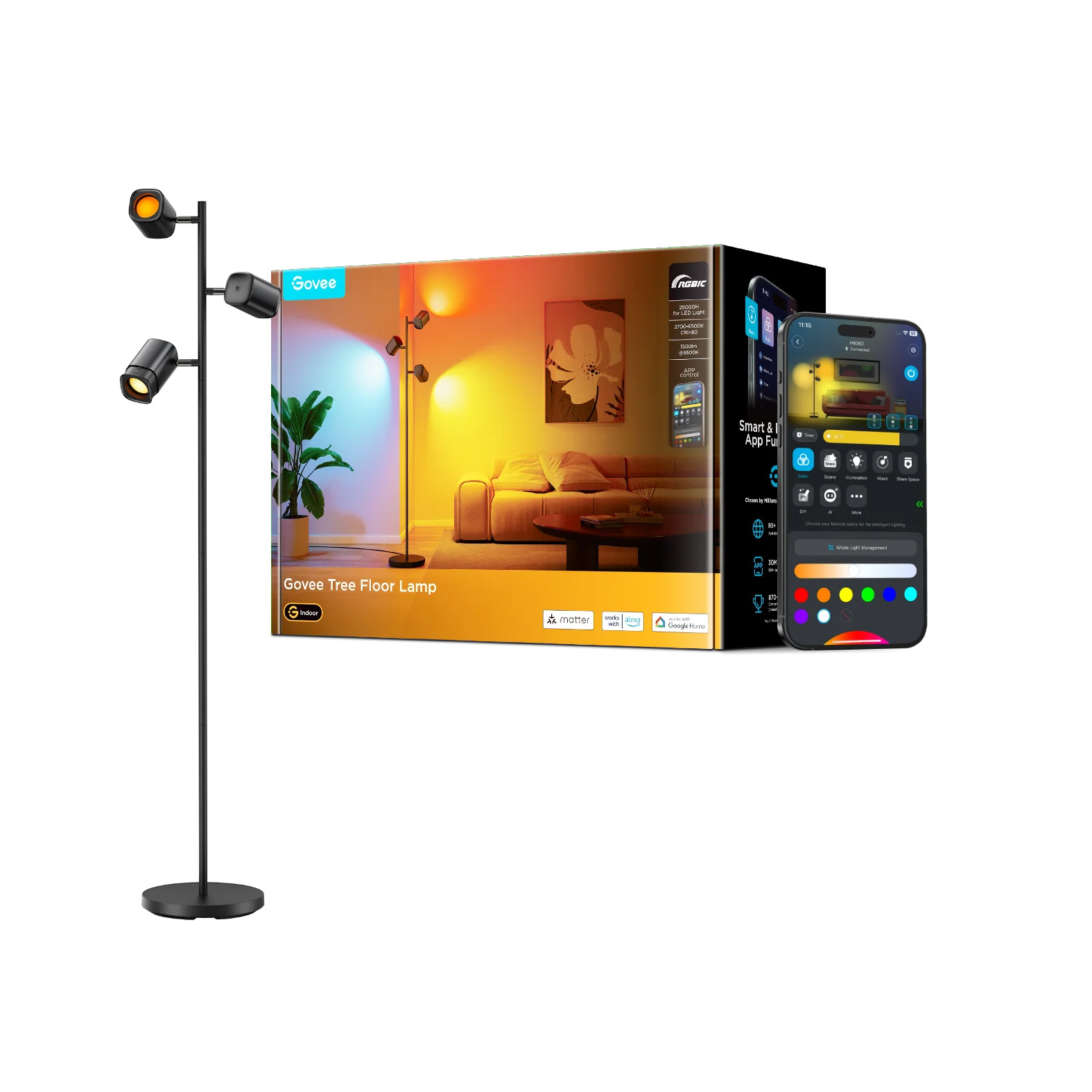 چراغ هوشمند درختی گووی Govee Tree Floor Lamp H60B2