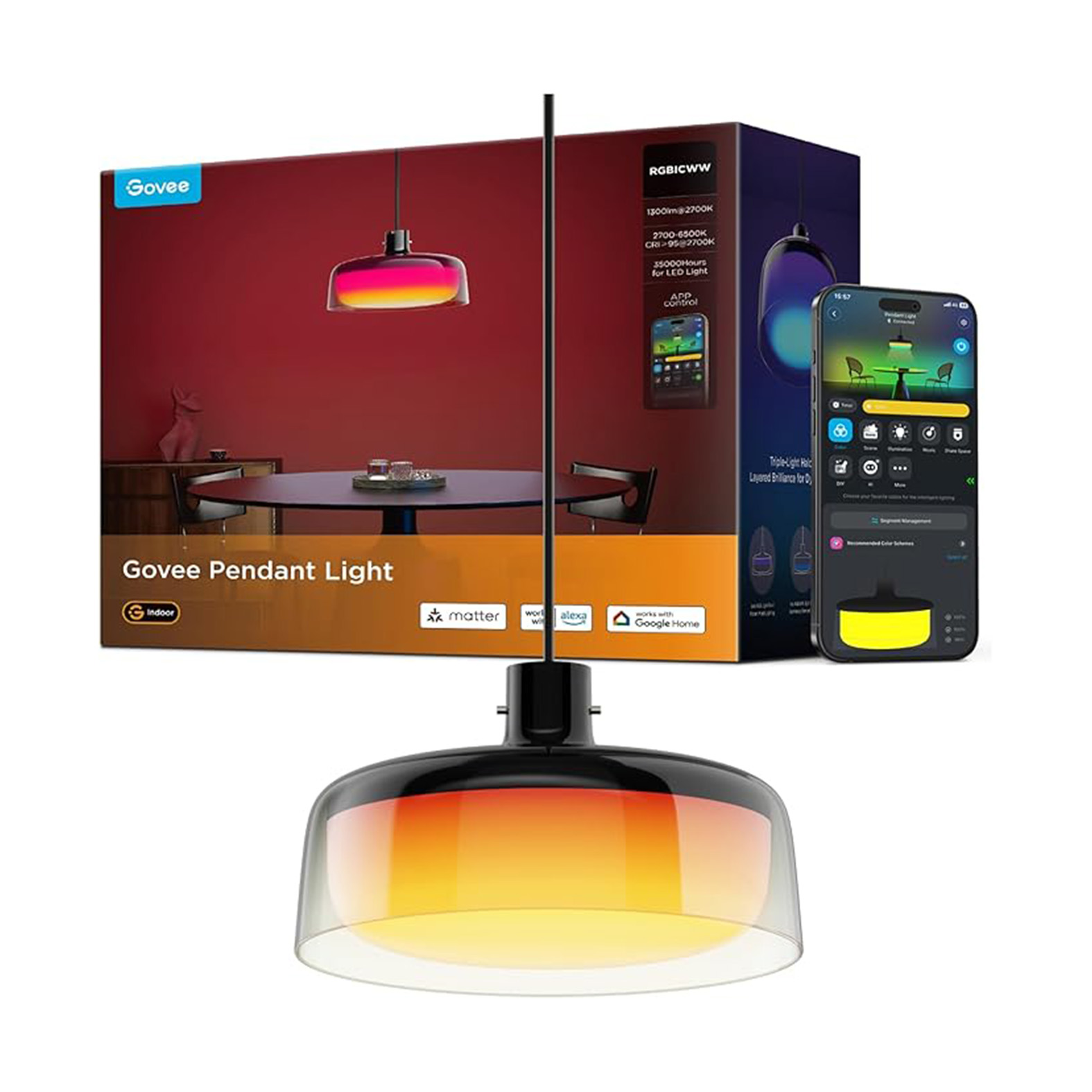 چراغ آویز هوشمند 30 سانتی گووی Govee Pendant Light H60C1