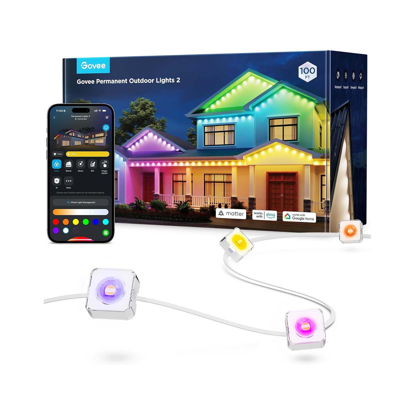 ریسه هوشمند فضای باز 30 متری گووی Govee Permanent Outdoor Lights 2 H705E