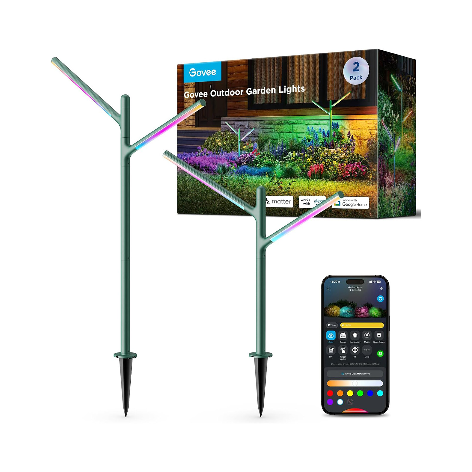 چراغ‌ هوشمند دفنی فضای باز گووی Govee Outdoor Garden Lights H7086
