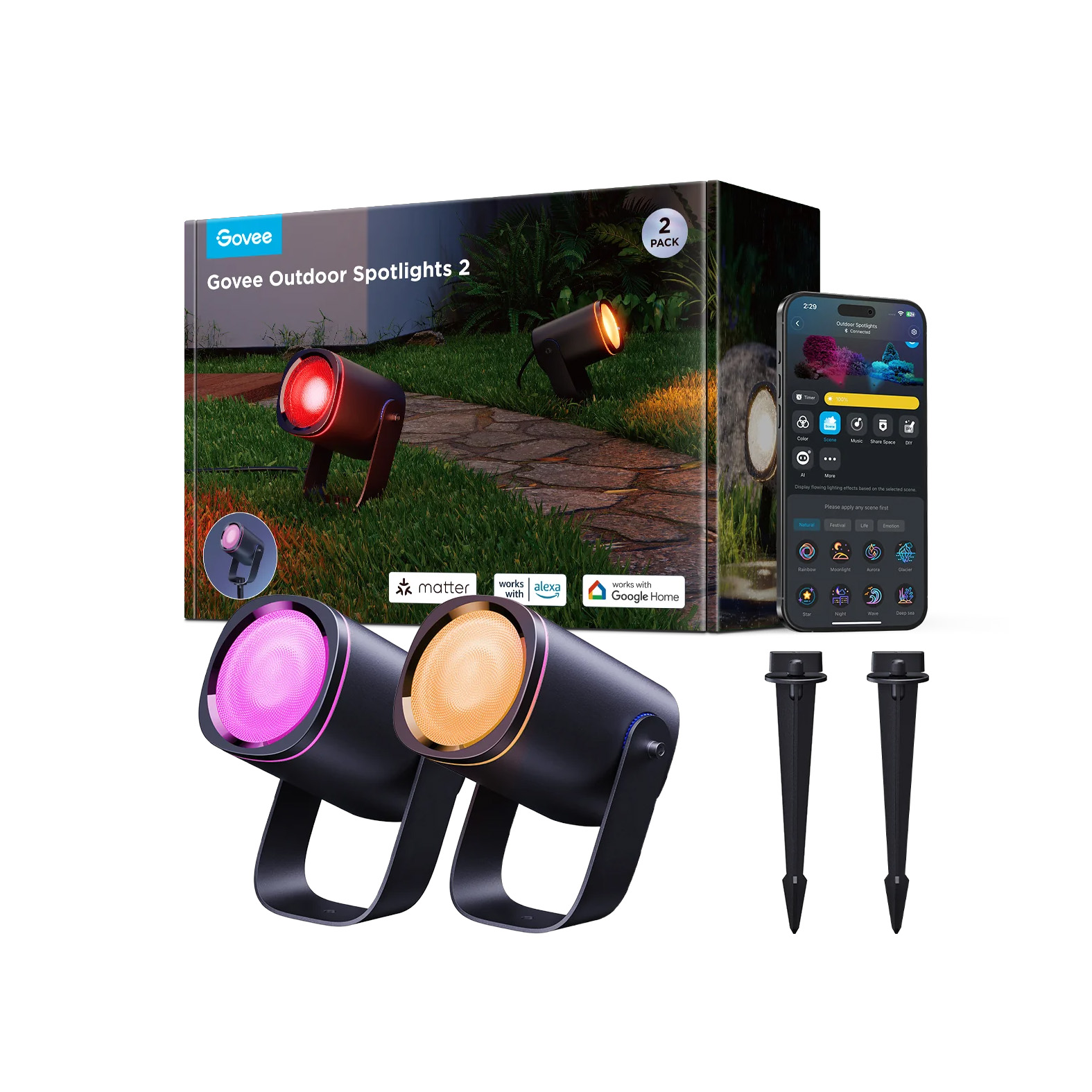 پروژکتور هوشمند فضای باز گووی Govee Outdoor Spotlights 2 H7093